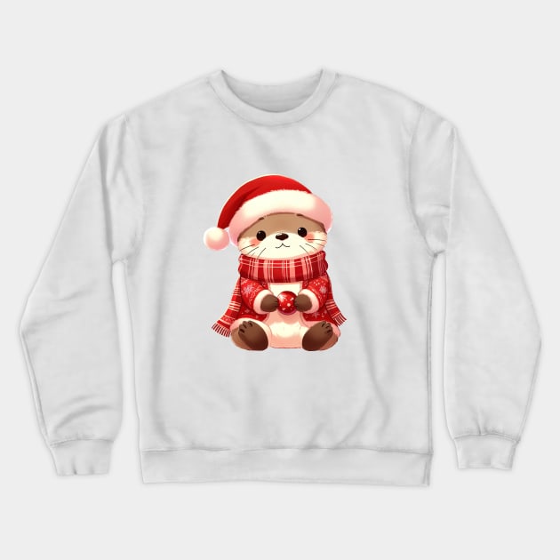 Cute Christmas Otter Crewneck Sweatshirt by Takeda_Art